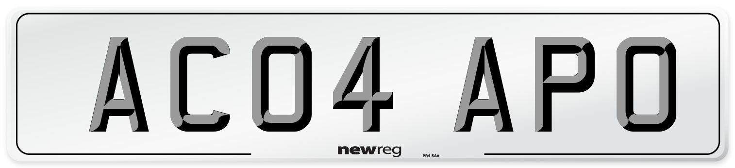 AC04 APO Number Plate from New Reg